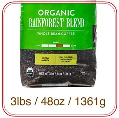 3 lbs, San Francisco Bay Organic Rainforest Blend Whole Bean Coffee,( 1361 g )
