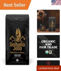 Valhalla Java Odinforce Whole Bean Coffee – USDA Organic & Fair Trade, 12 oz