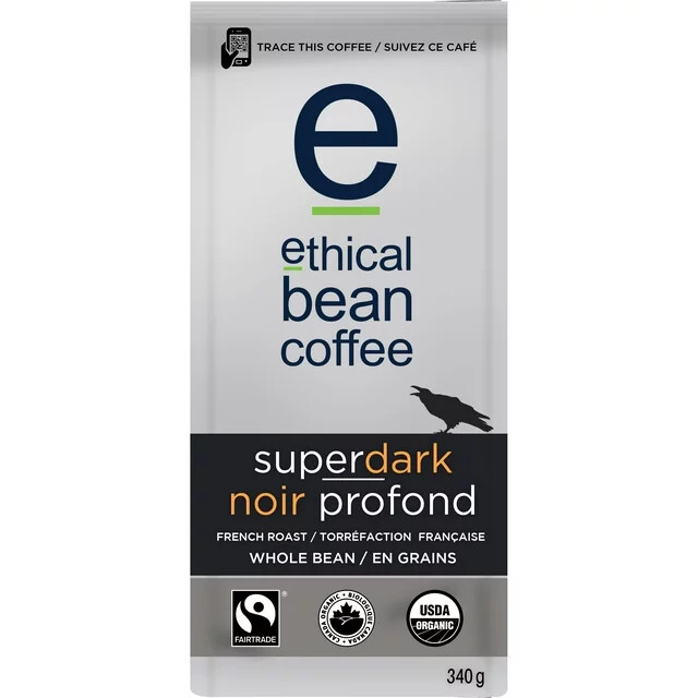 Ethical Bean Fairtrade Organic Coffee,Superdark French Roast, Ground Coffee Bean