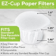 Perfect Pod EZ-Cup 2.0 100% Biodegradable Paper Coffee Filters, 200 Count