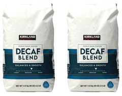 2 Packs Kirkland Signature Decaf Blend Whole Bean Coffee 40 oz Each = 5 LBS