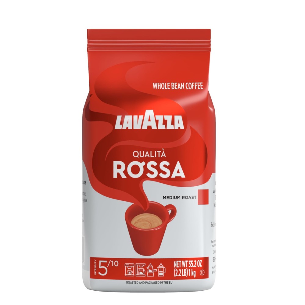 Qualità Rossa Whole Bean Coffee, Medium Roast, Arabica and Robusta Blend, 2.2…