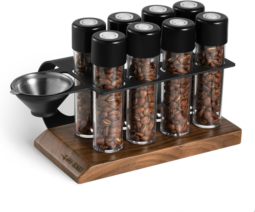 Single Dose Coffee Bean Storage Tubes, 8 Pcs, Coffee Bean Cellars with One-Way E