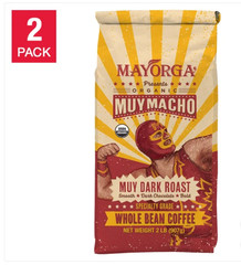 Mayorga Muy Macho, USDA Organic, Muy Dark Roast, Whole Bean Coffee, 2lb, 2-pack