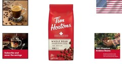 Tim Hortons Whole Bean Coffee – Medium Roast, 100% Arabica, 12oz