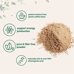 Green Coffee Bean Powder 4oz, Natural Caffeine, Rich in Chlorogenic Acid, No GMO