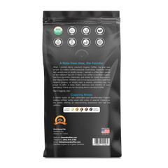 Alex’s Low Acid Organic Coffee – Half Caff Whole Bean (12oz)