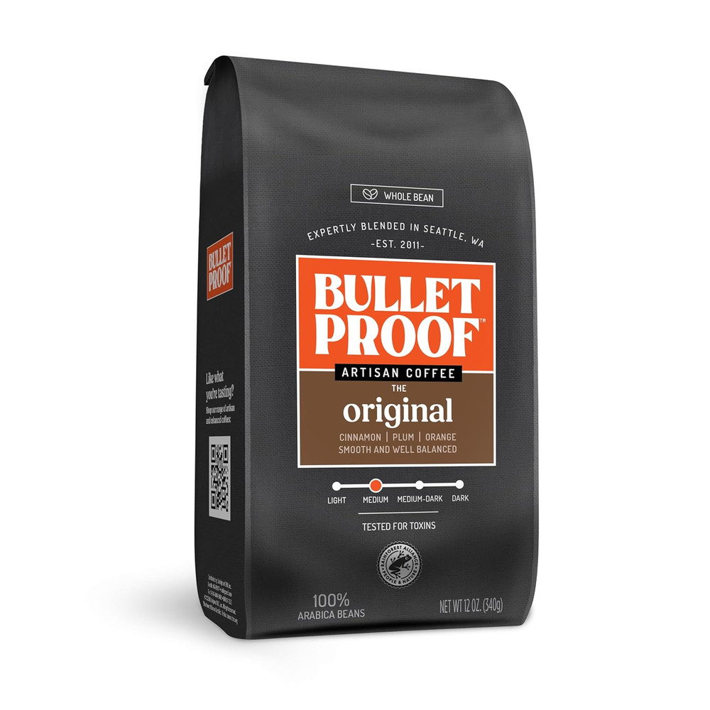 Original Medium Roast Whole Bean Coffee, 12 Ounces, Clean Coffee Tested for Toxi