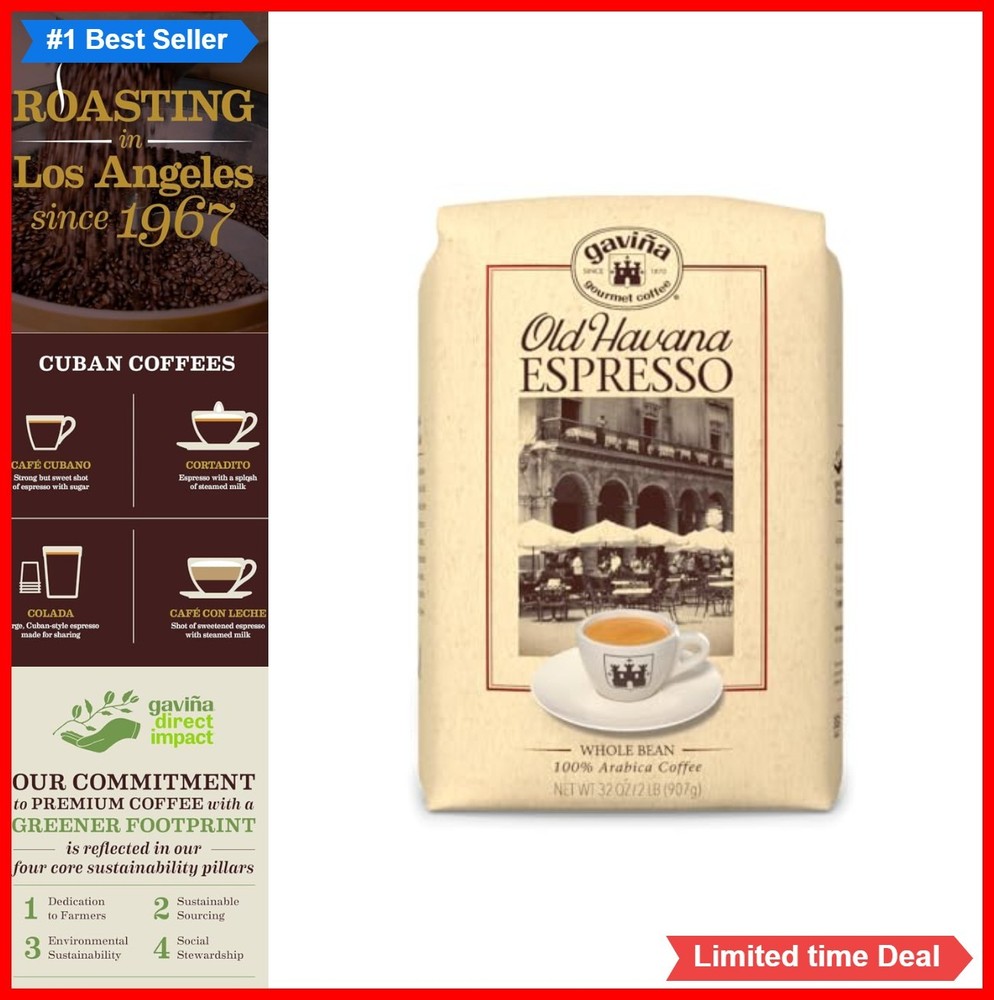 Whole Bean Espresso Coffee 32 oz Medium Dark Roast 100 Arabica Bag Fresh