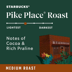 Starbucks Whole Coffee Beans, Medium Roast Hot or Iced Coffee, Pike Place Roast,