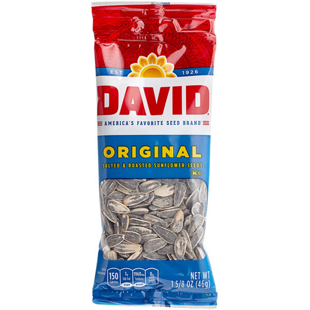 David Roasted Salted Whole Sunflower Seeds 1.5 oz. Pouch – 144/Pieces