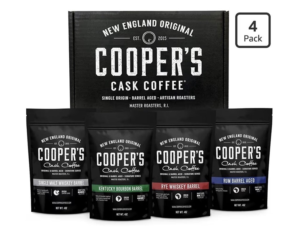 New In Box COOPERS CASK COFFEE WHISKEY BARREL AGED COFFEE SET -Whole Bean