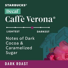 Starbucks Ground Coffee, Dark Roast 12 Ounce (Pack of 6), Decaf Caffe Verona