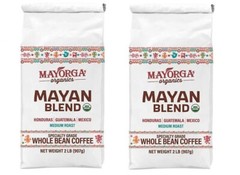 Mayorga Organics Mayan Blend USDA Organic Medium Roast Whole Bean Coffee 2lb 2pk