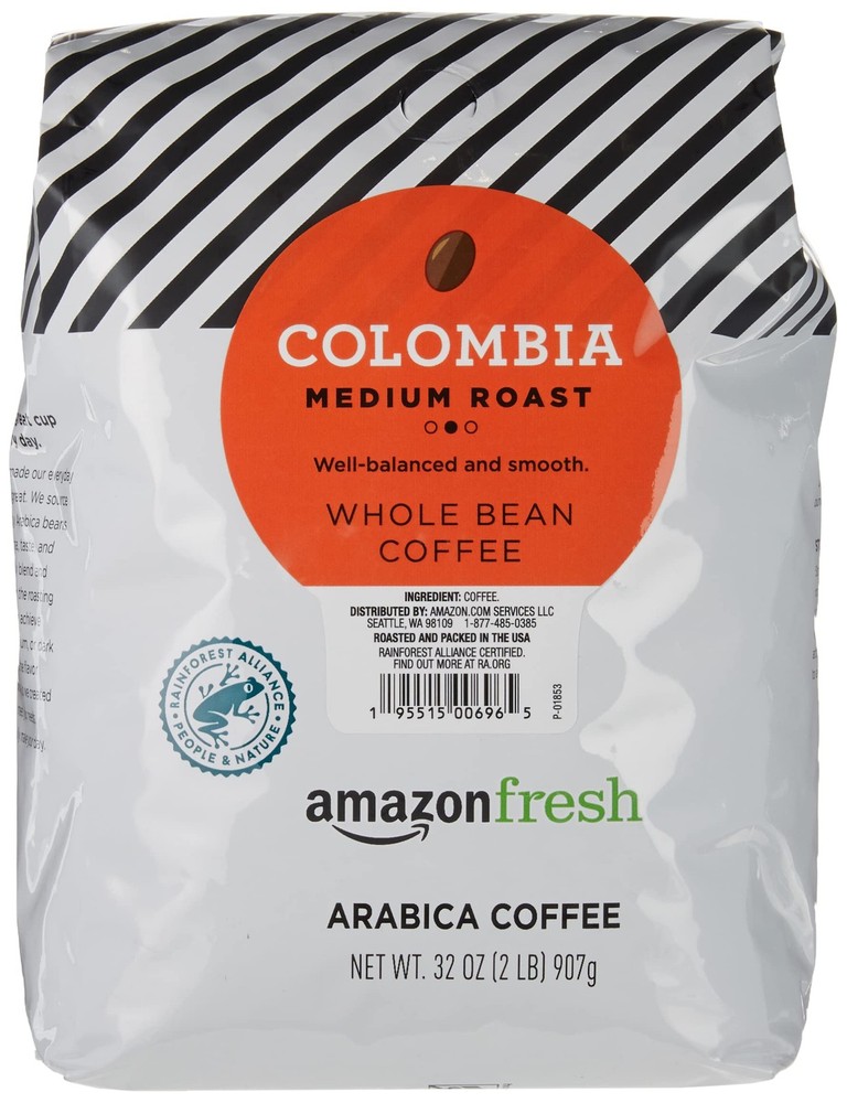 Amazon Fresh Colombia Whole Bean Coffee Medium Roast 32 Oz