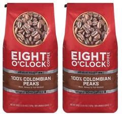 2 pack Eight O’Clock Medium Roast Whole Bean Coffee, 100% Colombian Peaks 38 oz.