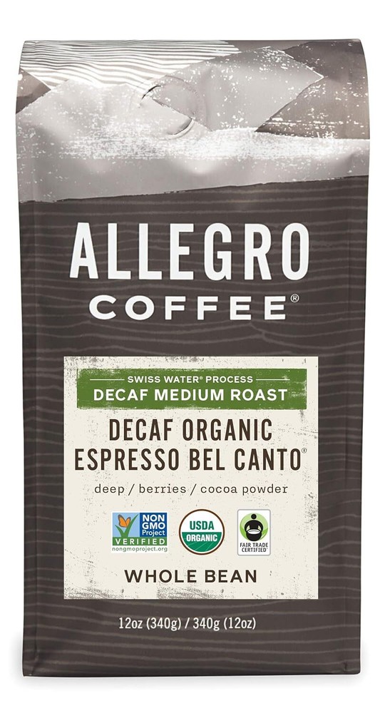 Cafe Expreso Organico Descafeinado Bel Canto En Grano Entero, 12 Oz