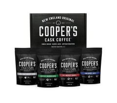 Bourbon & Whiskey Barrel Aged Coffee Box Set with Four Whole Bean Single Orig…