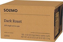 Amazon Brand – Solimo Dark Roast Coffee Pods, 100 Count (Pack of 1)