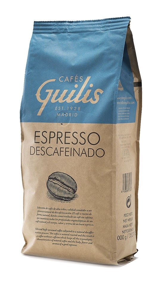 Cafes Guilis ESPRESSO DESCAFEINADO Coffee Beans 1000g / 1kg / 35.3oz