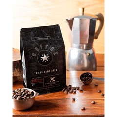 Texian Army Brew, Double Smoked Whole Bean Coffee, Fire Roasted with Pecan Wo…