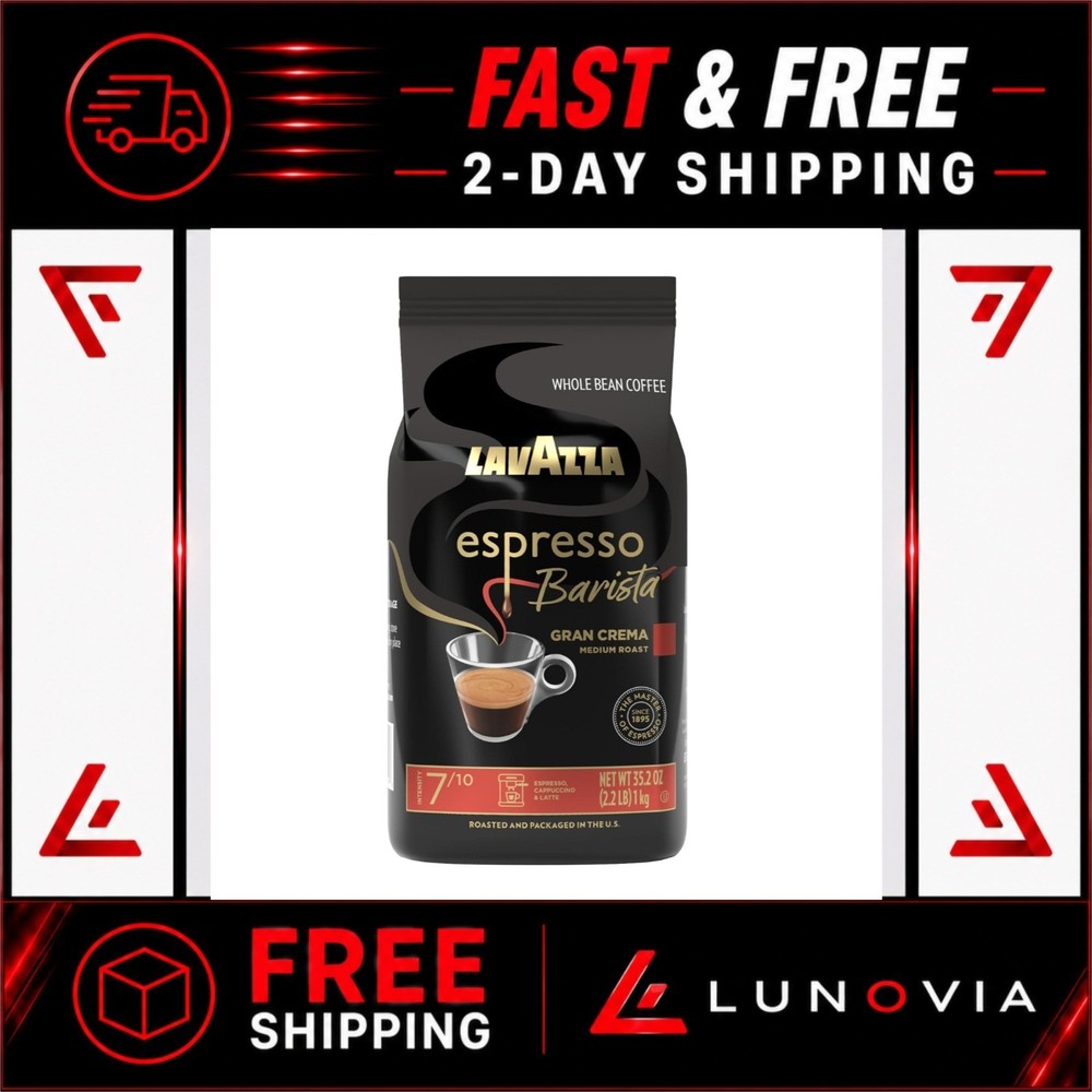 Lavazza Espresso Barista Gran Crema Whole Bean Coffee – Medium Roast 2.2 LB