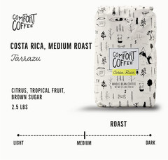 Mt. Comfort Coffee Costa Rica Medium Roast Whole Bean 2.5 lb Fresh Smooth Rich F