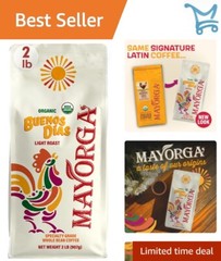 Organic Coffee Whole Bean 2lb Light Roast Specialty Arabica Bright Citrusy