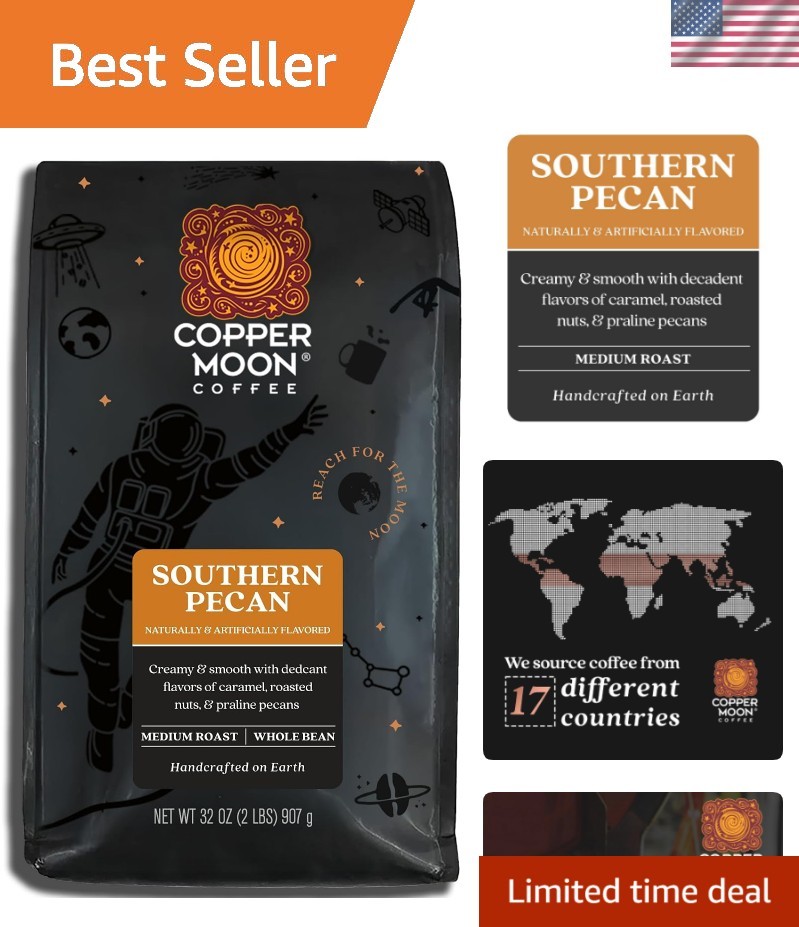 Southern Pecan Whole Bean Coffee – Rich Medium Roast, 2 lb Flavored Indulgence