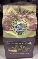 Hawaii ROYAL KONA Coffee ROY’S PACIFIC ROAST 10% KONA COFFEE BLEND GROUND 40oz