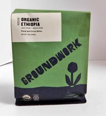 GROUNDWORK Ethiopia Heirloom Blend Whole Bean Coffee Light Roast, 12oz (1-Pack)