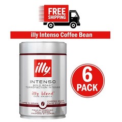 illy Intenso Whole Bean Coffee in Tin 100% Arabica Dark Roast 250g – PACK OF 6