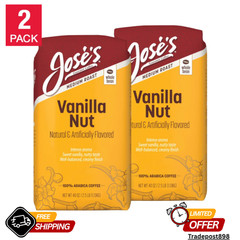 Jose’s Vanilla Nut Whole Bean Coffee 2.5 lb, Medium Roast, 2-pack!