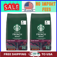 2 PACK Starbucks French Roast, Whole Coffee Beans, Dark Roast Hot or Iced 28 oz