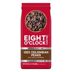 Eight O’Clock Coffee Medium Roast Whole Bean 100% Colombian Peaks Coffee 30 oz