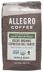 Decaf Organic Espresso Bel Canto Whole Bean Coffee, 12 oz