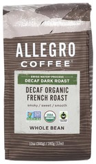 Allegro Coffee Decaf Organic French Roast Whole Bean Coffee, 12 Ounce (Pack o…