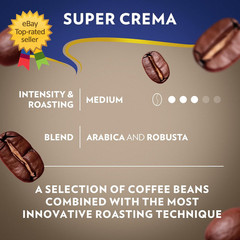 Super Crema Whole Bean Coffee Medium Espresso Roast Arabica and Robusta Blend