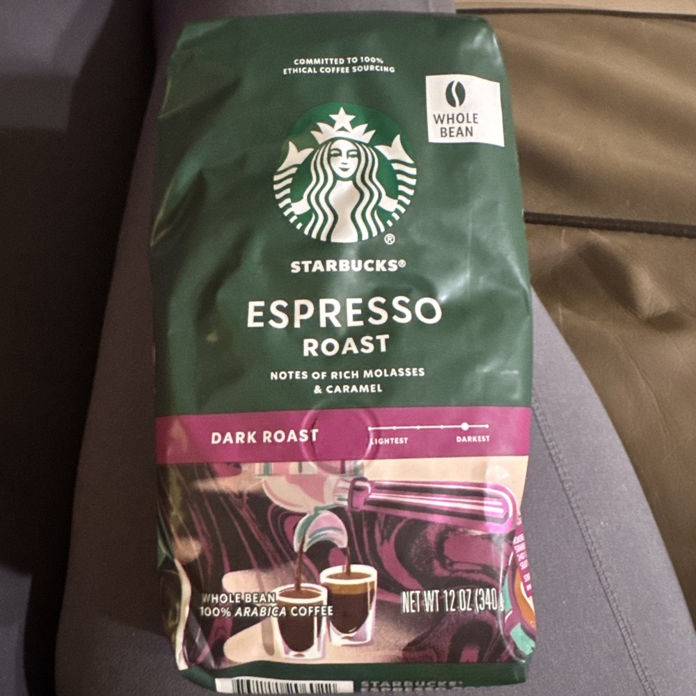 Starbucks Espresso Roast Whole Bean Dark Roast Coffee Bags 12oz Each