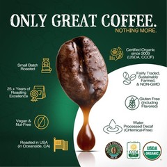 The Bean Organic Coffee Company Water Processed DECAF South America Blend, Me…