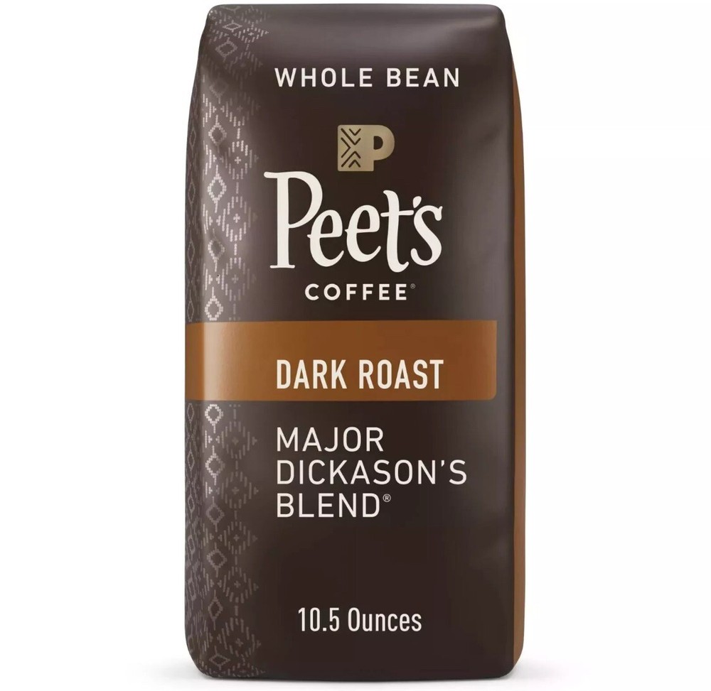2 Pack Peet’s Coffee Major Dickason’s Blend Whole Bean Premium Dark Roast Coffe