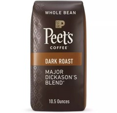 2 Pack Peet’s Coffee Major Dickason’s Blend Whole Bean Premium Dark Roast Coffe