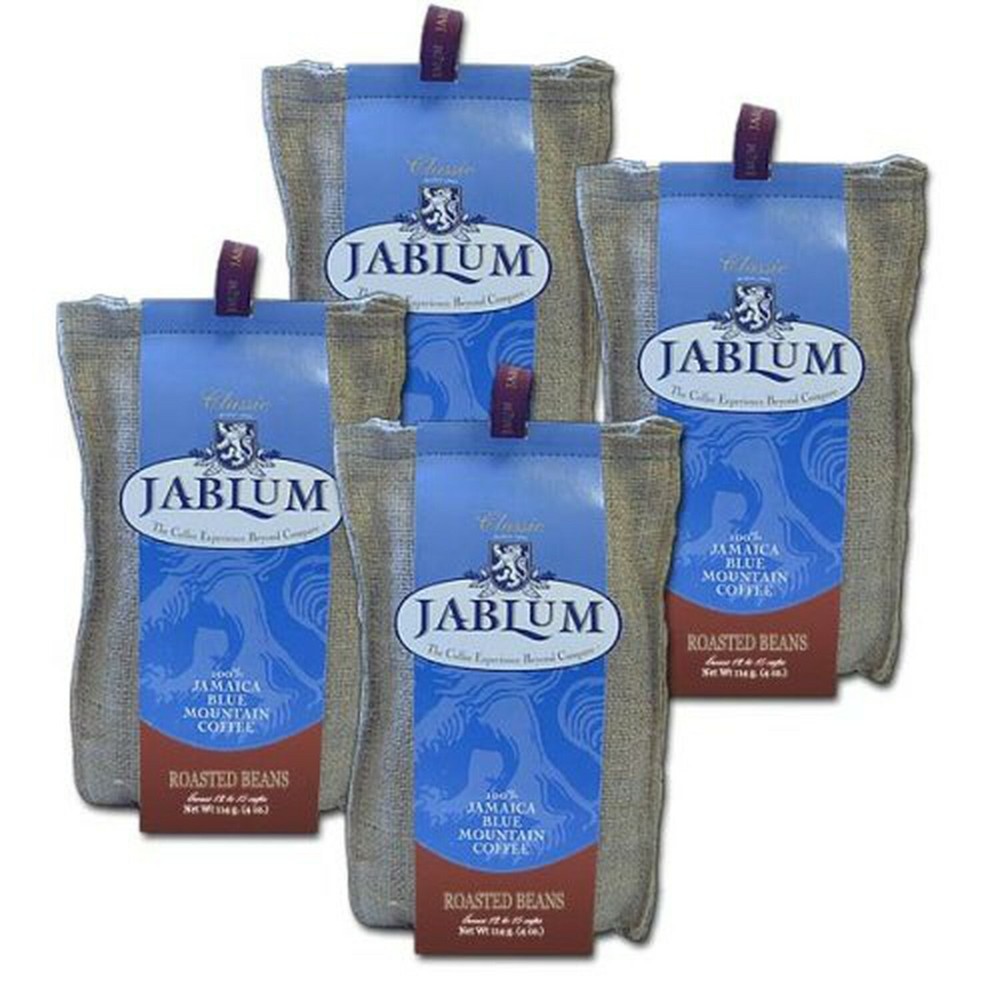 Jablum Jamaica Blue Mountain Coffee, Roasted Whole Bean, 4 – 4 oz bags