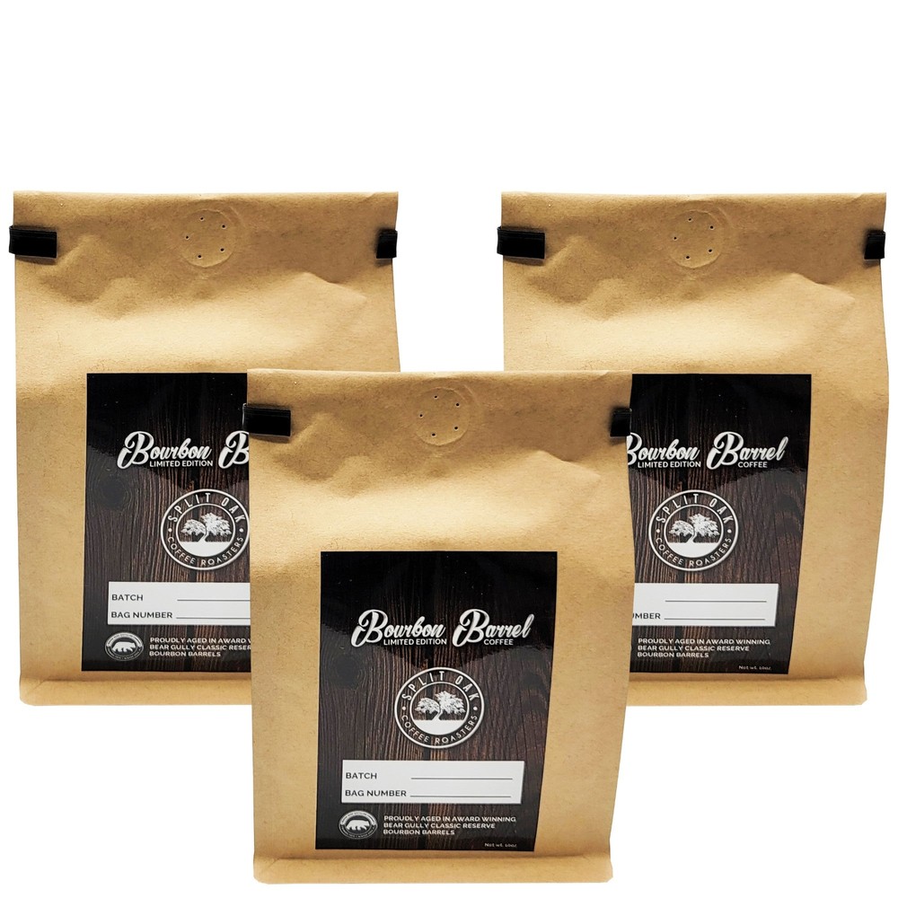 3 Pack Organic Bourbon Barrel Roasted Coffee Beans 10oz, Limited Edition Barrel