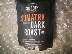 Coopers Cask Cofee Sumatra Organic Dark Roast 12 Oz