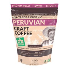 Luna Roasters Medium Roast Organic Peruvian Whole Bean Coffee, 30 Ounce