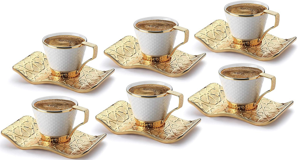 Turkish Greek Arabic Bosnian Coffee & Espresso Cup Set for 6 – 18 Pcs, Porcelain