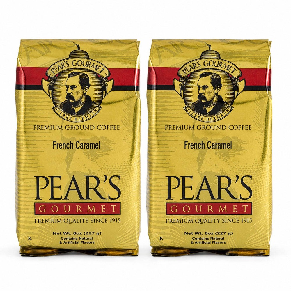 Pear’s French Caramel Ground Coffee | Pack of 2 | 8 oz | Brenmar