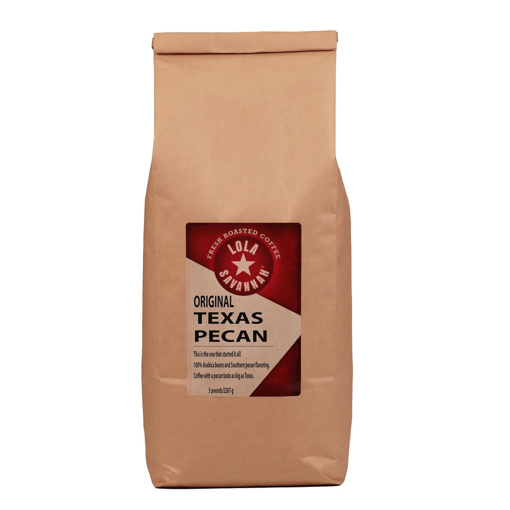 Gourmet Texas Pecan Whole Bean Coffee – 5Lb Arabica Caffeinated Blend