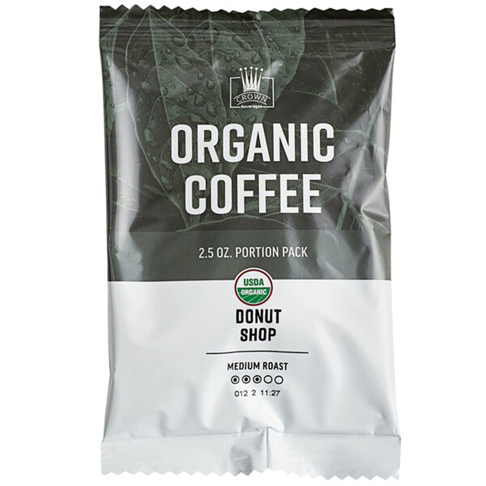 Crown Beverages Organic Donut Shop Coffee Packet 2.5 oz. – 24/Pieces